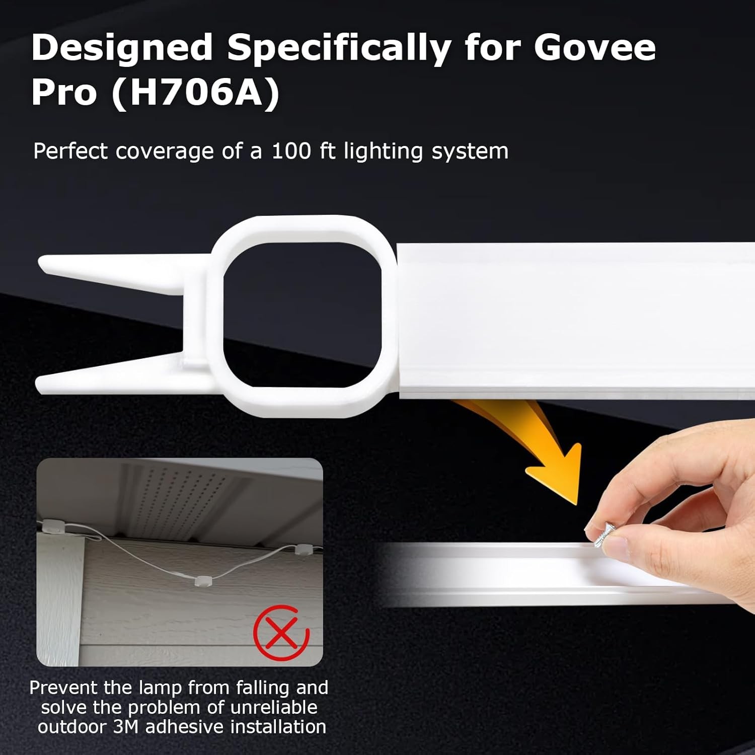 100FT Light Track System for Govee Permanent Outdoor Lights Pro (H706A)