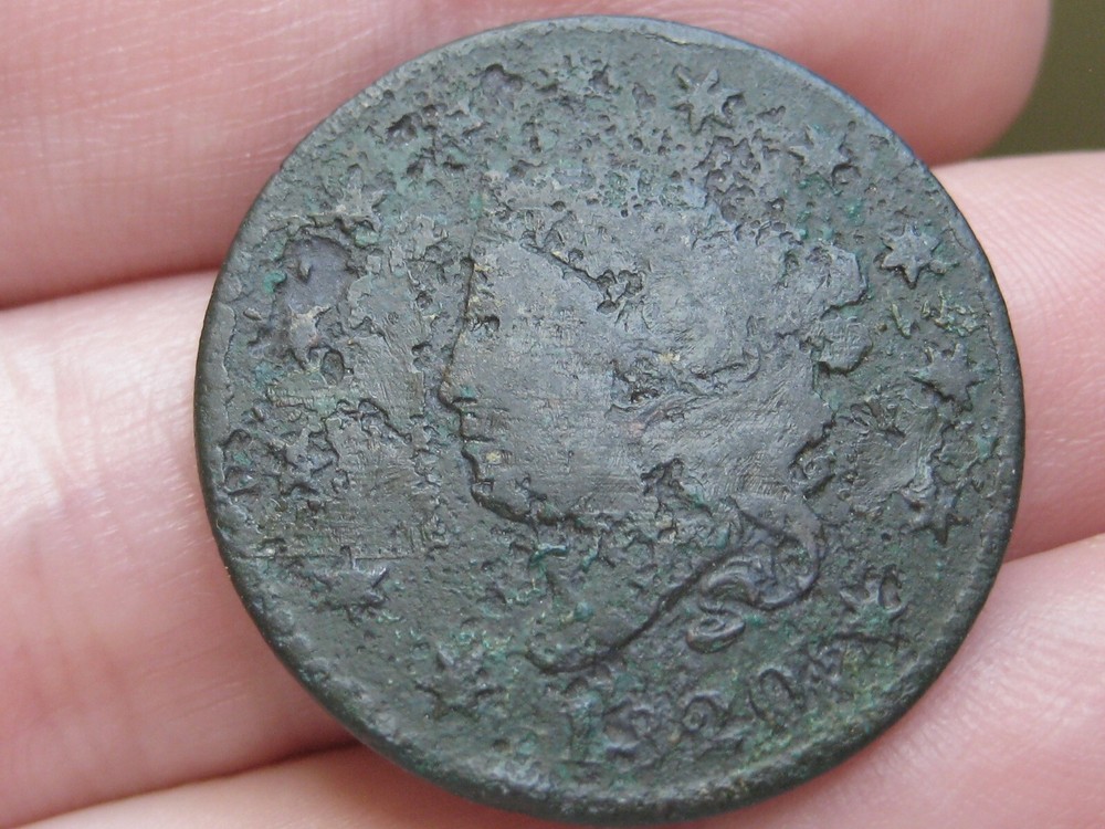 1820 Matron Head Large Cent Penny- Small Date, VF/XF Reverse Details