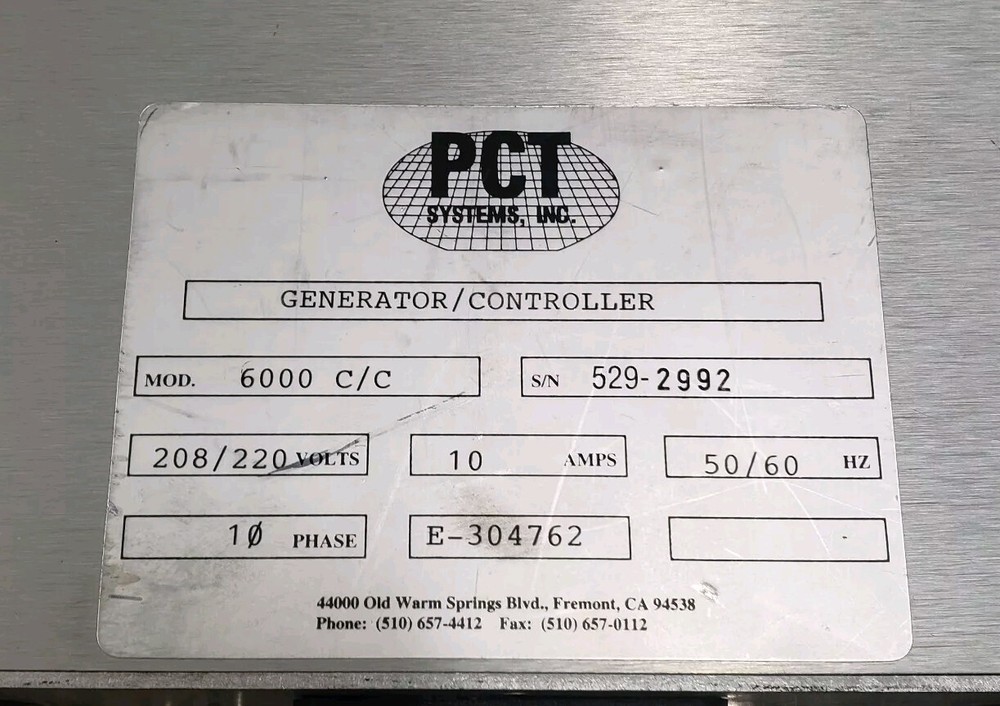 PCT Systems Megasonic Hyperclean Generator Controller 6000 C/C 208V 10 Amps