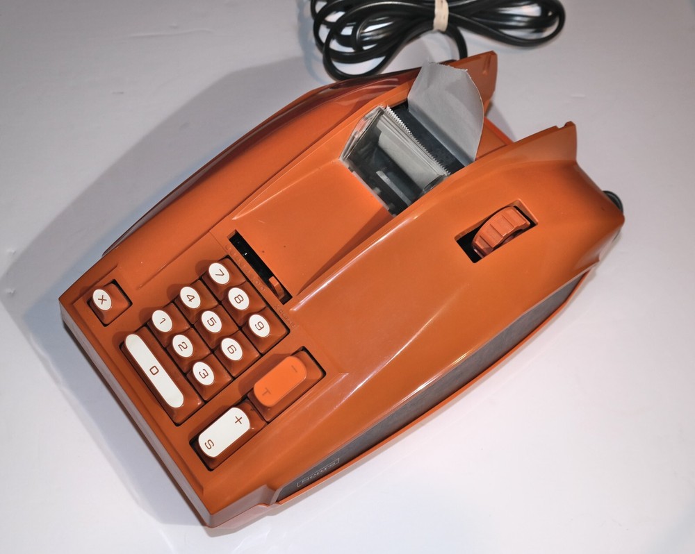 Vintage Sears Adding Machine Model 888.58801 Burnt Orange W/ Case