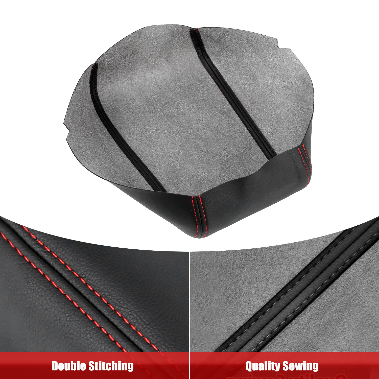 Fits 2011-2019 Ford Explorer Leather Center Console Lid Armrest Cover Red Stitch