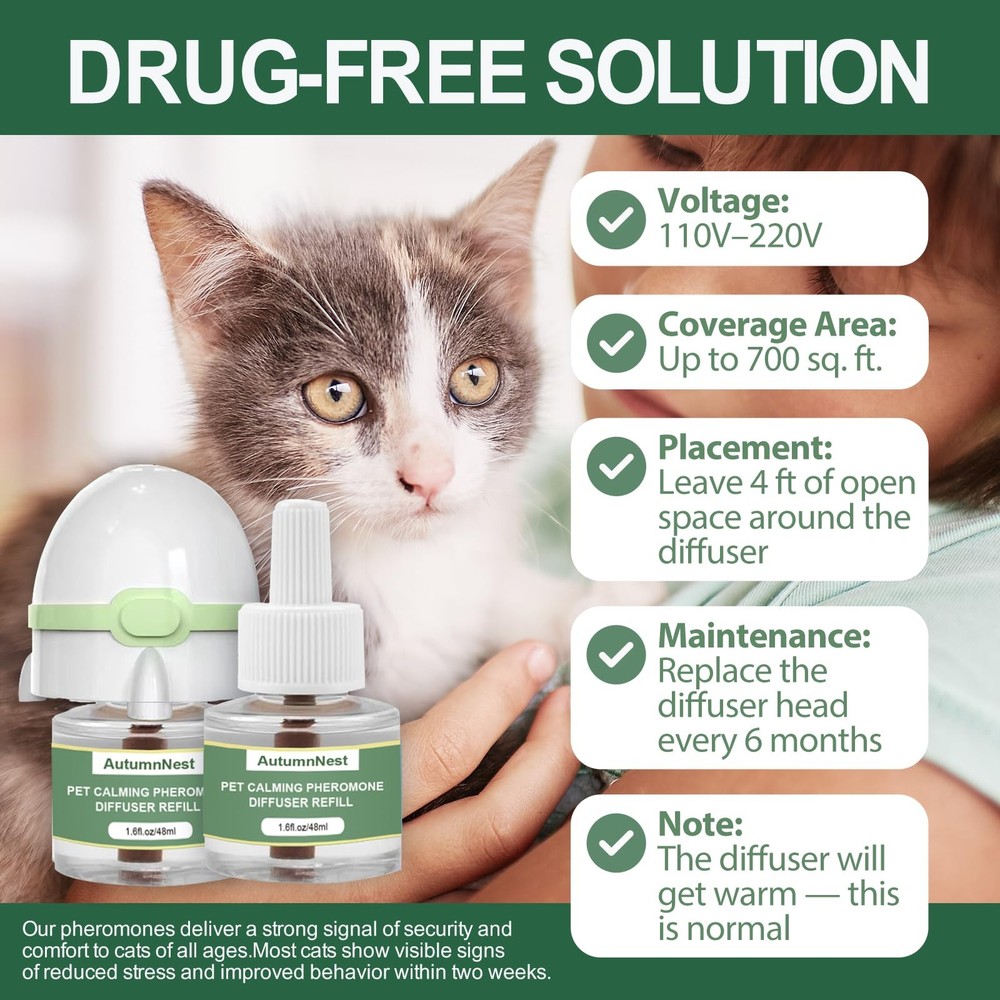 6-in-1 Cat Calming Pheromone Diffuser Kit, Cat Calming Diffuser for Anxiety ,...