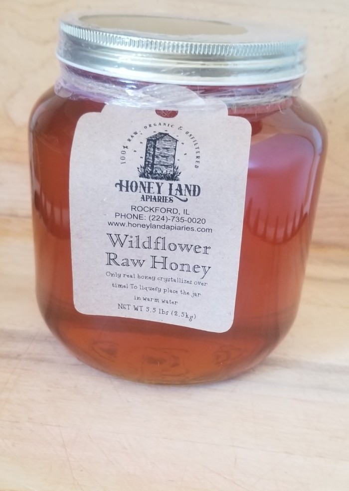 Raw Honey 5.5lb (2.50kg)-100% Raw, Wildflower,Local, Organic,Unfiltered in GLASS