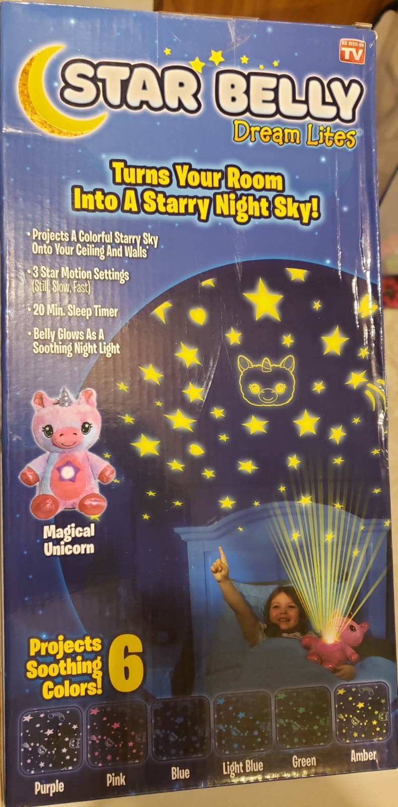 Star Belly Dream Lites Magical Unicorn Huggable Nightlight Pink/Purple NEW