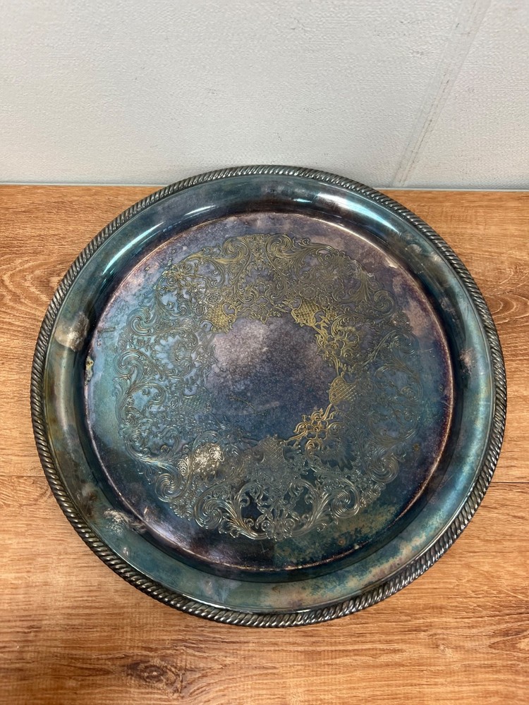 Castleton International Silver Company #671 12.25” Serving Tray, Round, Engraved