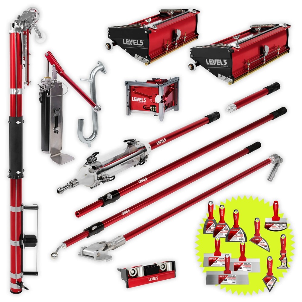 LEVEL5 Drywall Tools Set | Flat Boxes, Taper & Handles + MINISHOT | 4-660P