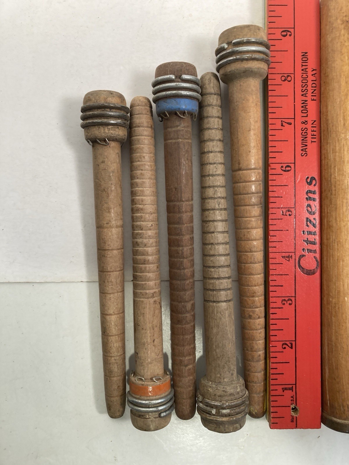 Wood Spools Bobbins Industrial Style 3"-9.75" Spindles Quills Mixed Lot-10