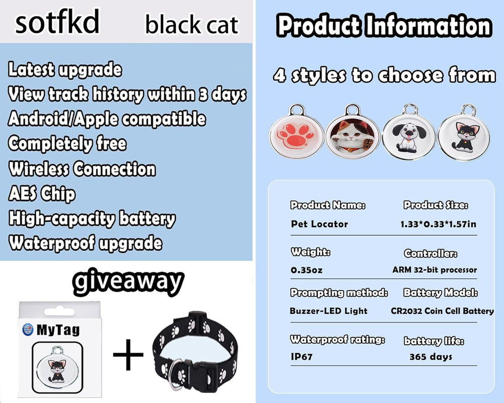 Cat Tracker Collar-Cat GPS Tracker-Gps Tracker for Cats-Pet Tracker | Dual-Syste