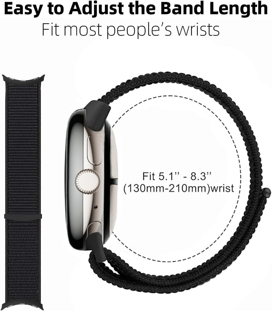 Adjustable Loop Nylon Straps for Google Pixel Watch 41mm - 2 Pack