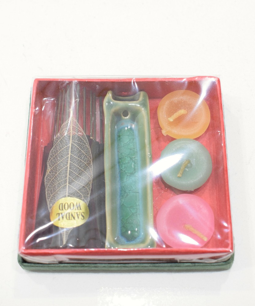 Incense Holders Ceramic Green & White Assorted Dishes with Candles