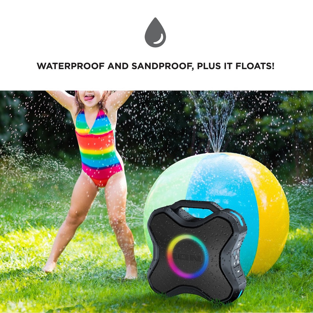 ION Audio AQUABOOM-X Floating Pool Speaker - Bluetooth Speaker With Lights