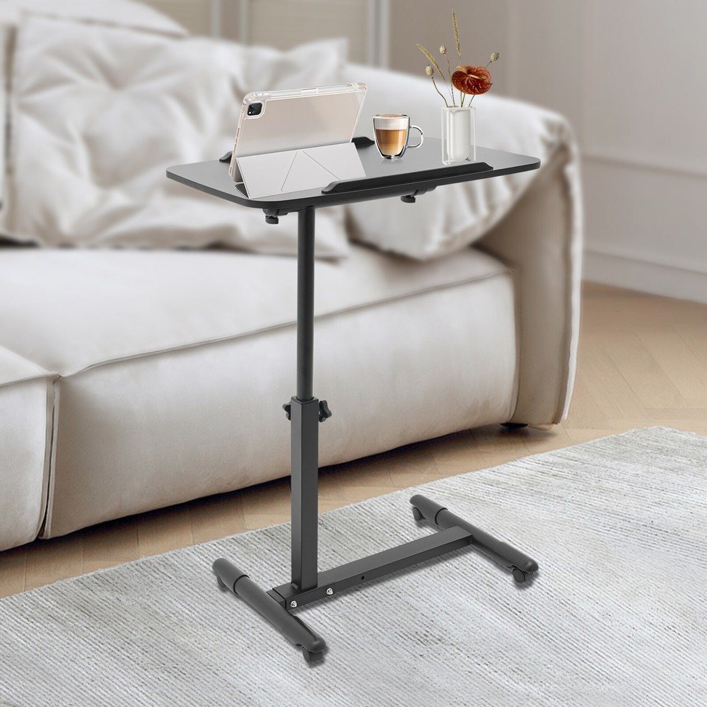 Adjustable Rolling Bedside Table with Wheels for Home and Office Use