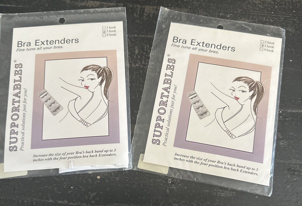 Bra extenders Supportables- white - 3 hook nylon - NWT 2 Pack