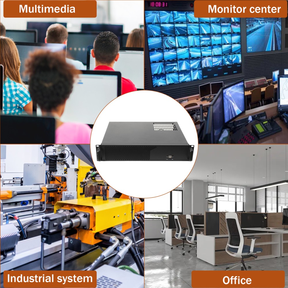 Server Case 2U Server Chassis with 3X3.5 HDDRack Mount PC Case for Network