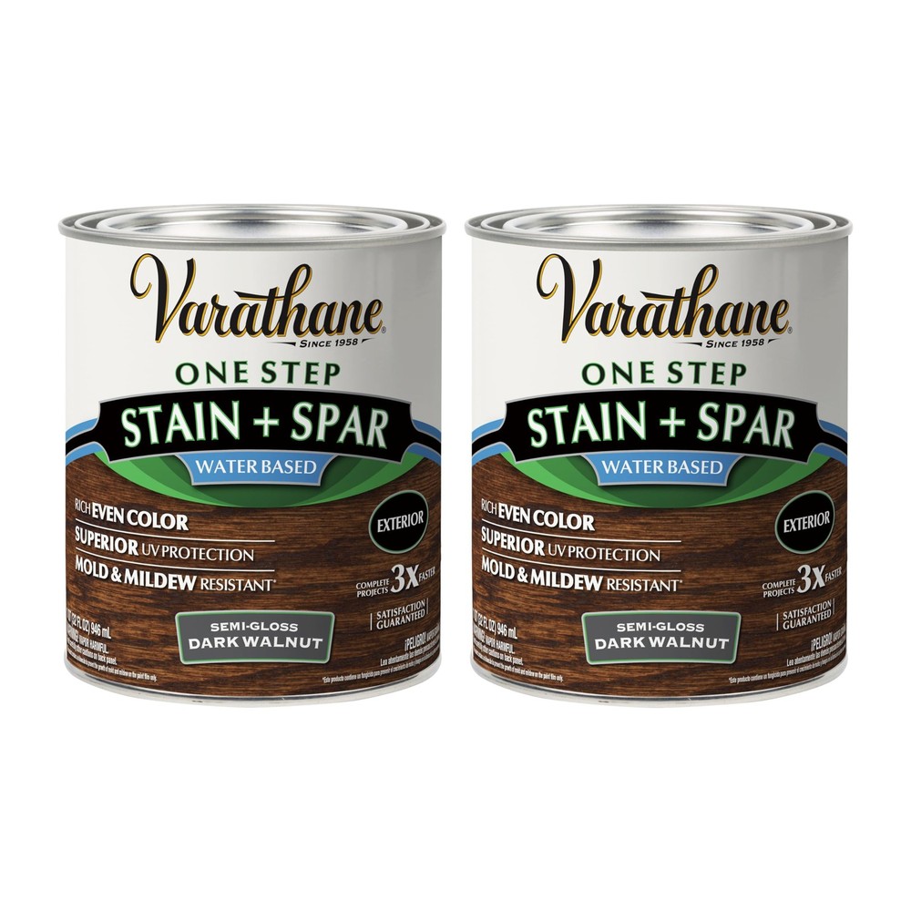Varathane Water-Based Exterior Spar Urethane, Quart, Dark Walnut, 2 Pk