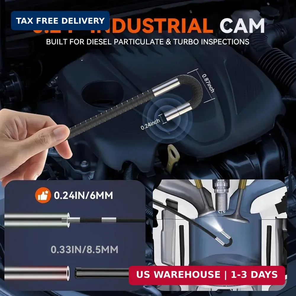 Articulating Borescope Camera with Screen, 2-Way Flexible Inspection Camera with