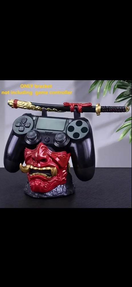 Controller Stand Samurai Demon Design Durable Resin Gaming Holder Non-Slip Base