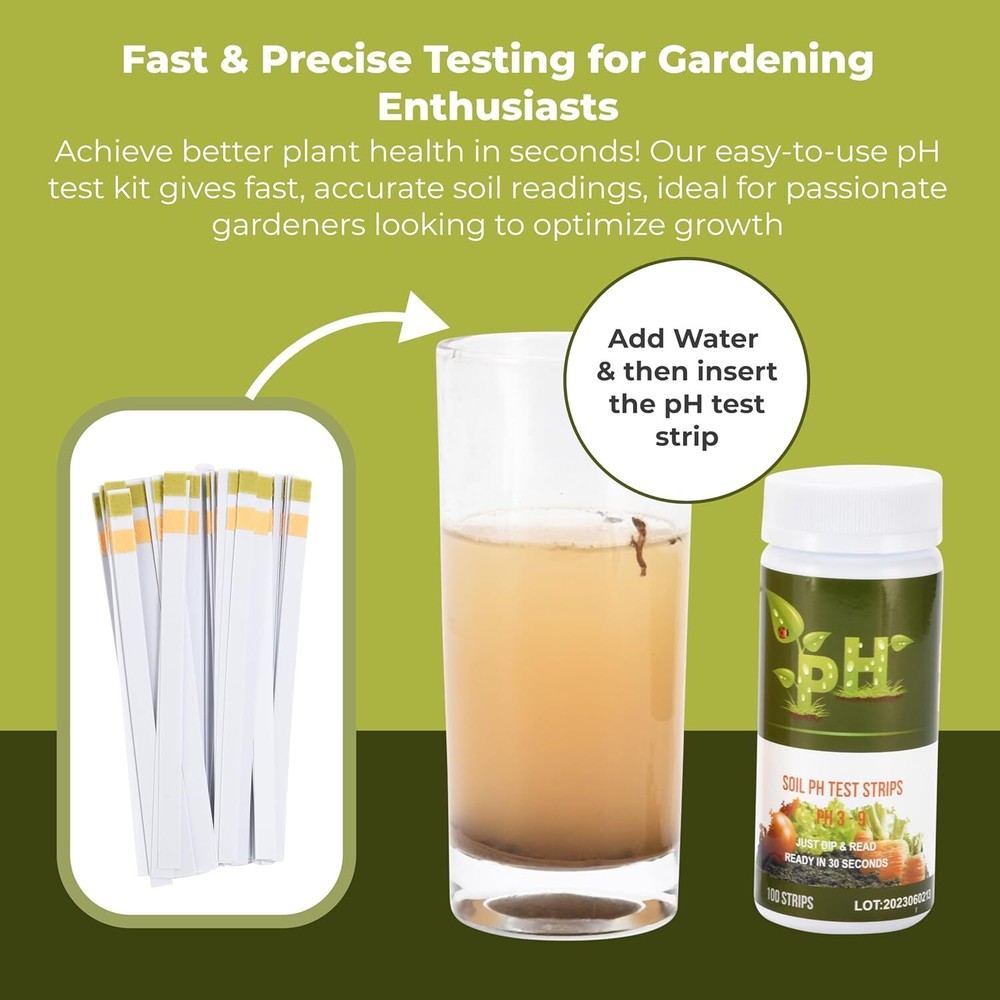 100 Strip Soil Ph Test Kit - Complete Ph Test Checker - Professional Tester for