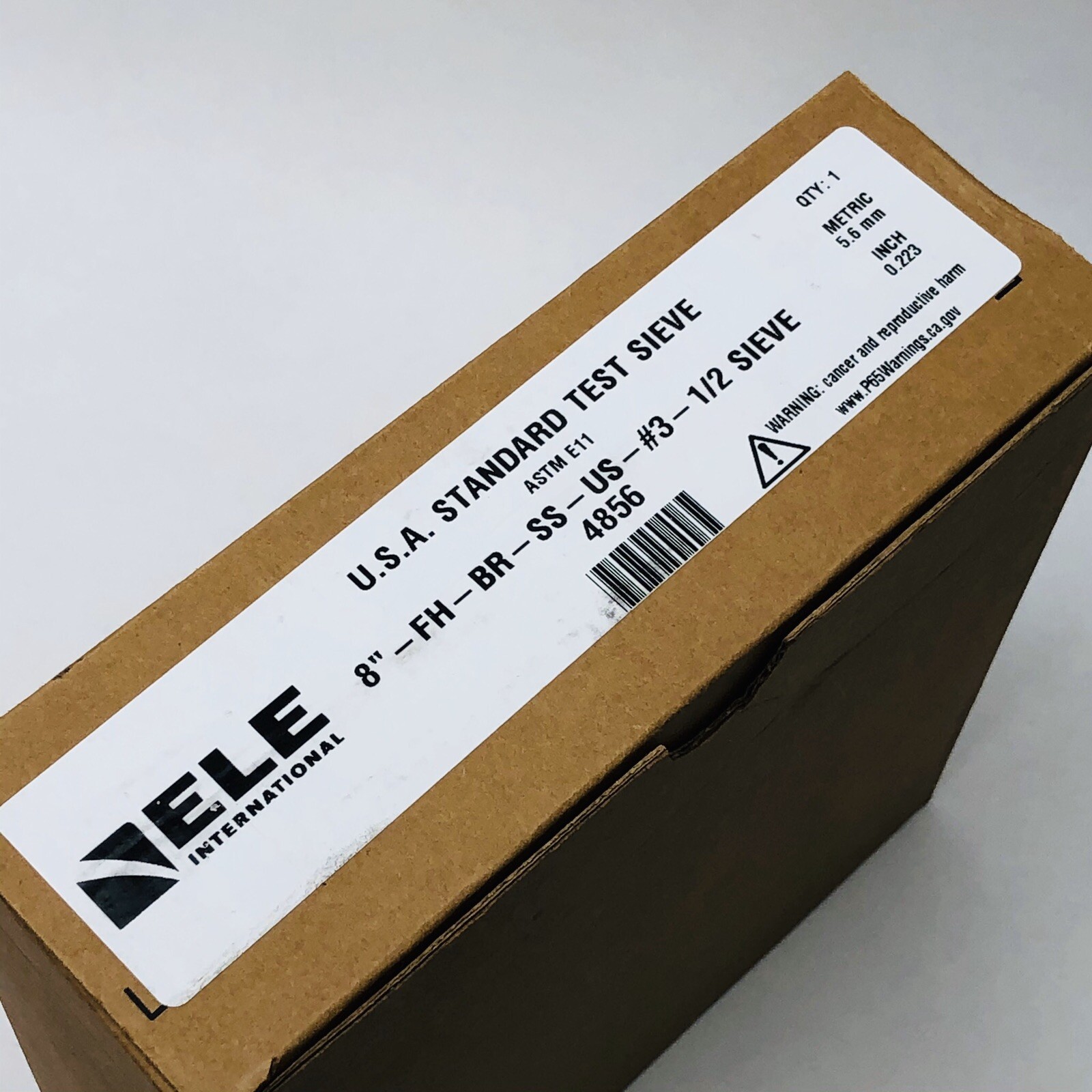 ELE INTERNATIONAL USA STANDARD TEST SIEVE 8''-FH-BR-SS-US-#3-1/2 SIEVE (4856)