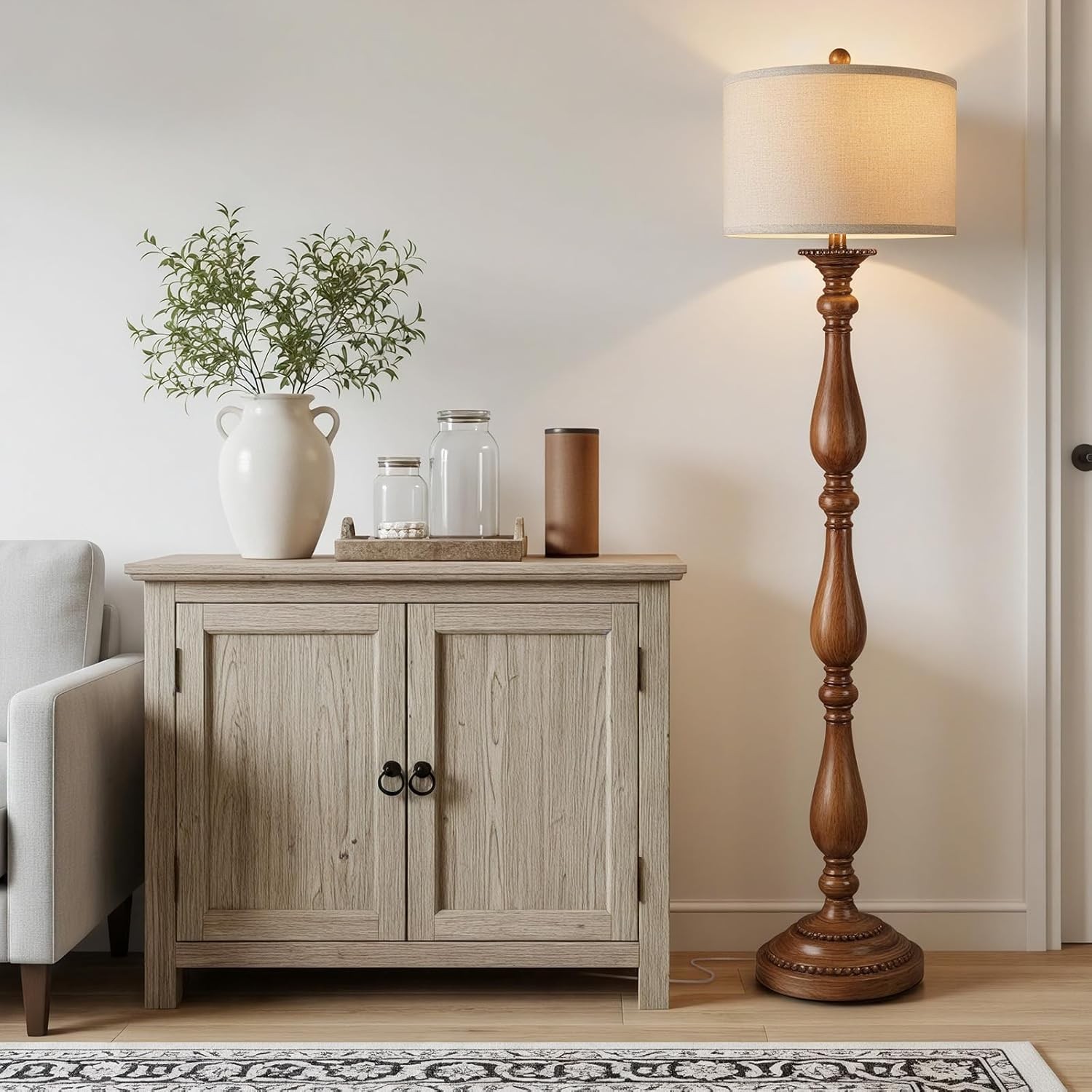 Rustic Vintage Floor Lamp for Living Room - Adjustable Standing Light