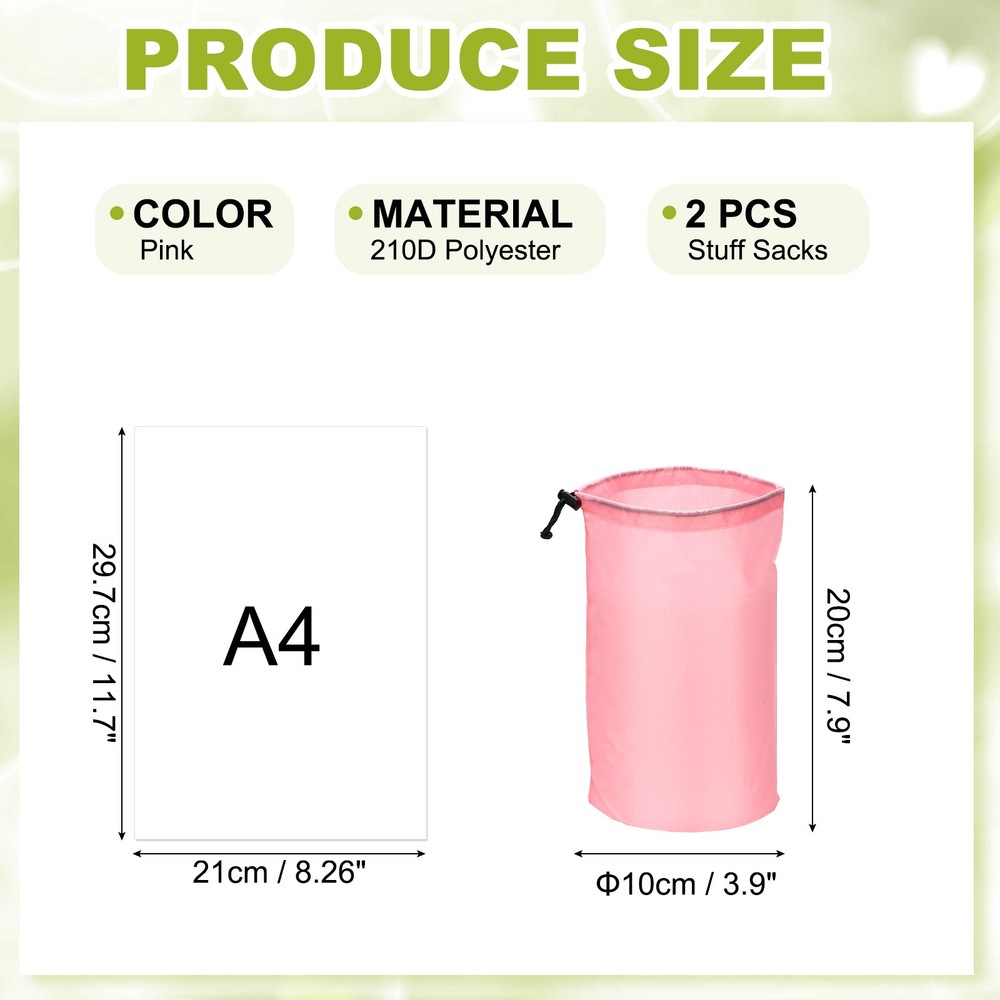 Drawstring Bag, Storage Bags, 4x8" & 2Pcs & Pink