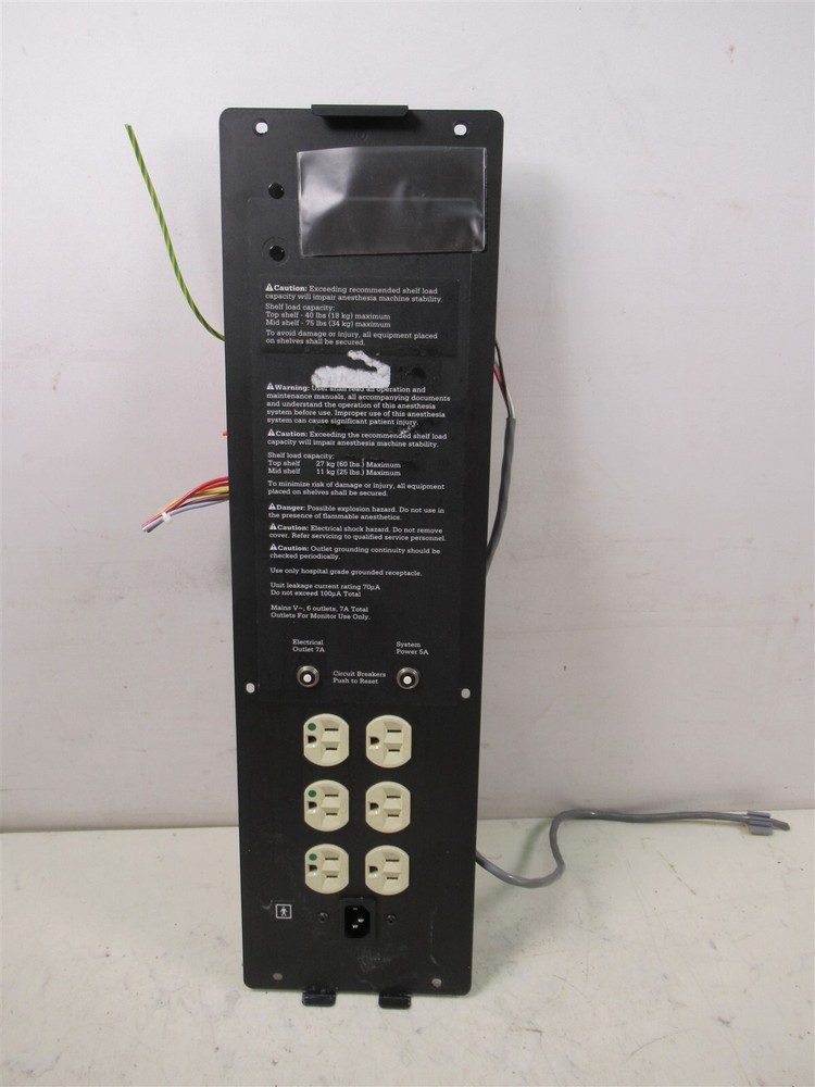 Ohmeda Modulus II Anesthesia System 6 Outlet Power Strip Panel