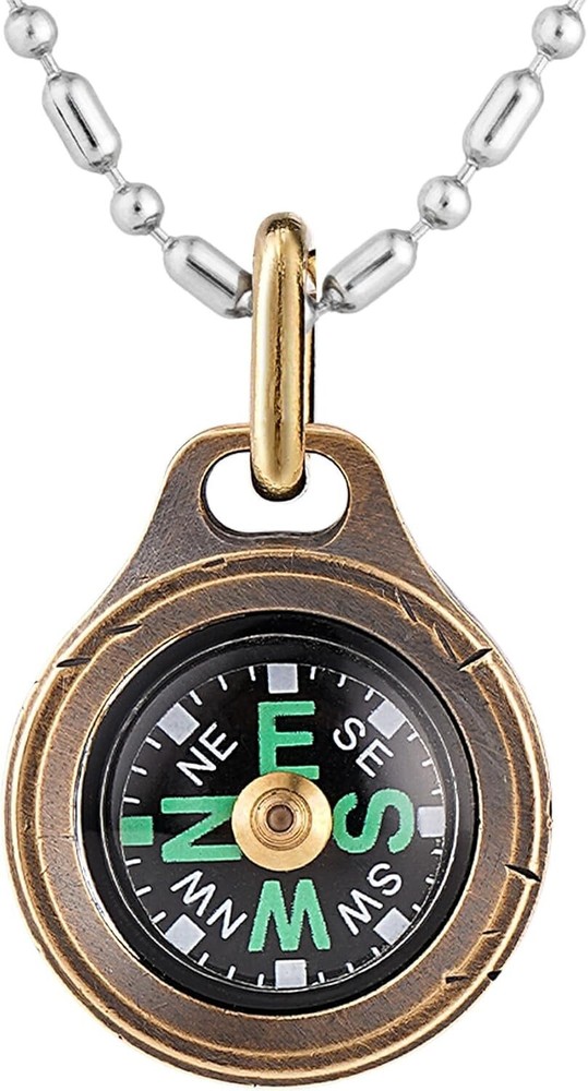 High-Precision Mini Compass - Lightweight Brass Pendant for Outdoor Navigation