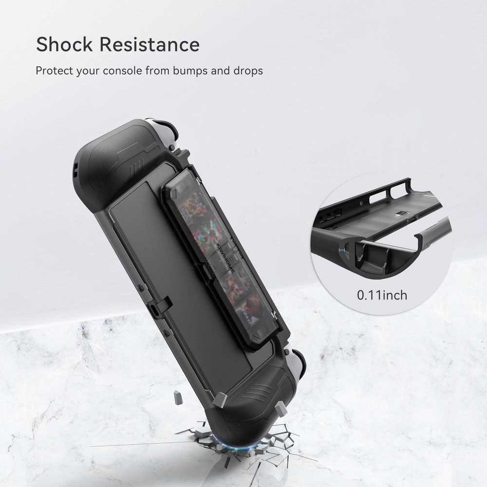 Switch OLED Case with Flip Game Storage, KIWIHOME Dockable OLED, Black