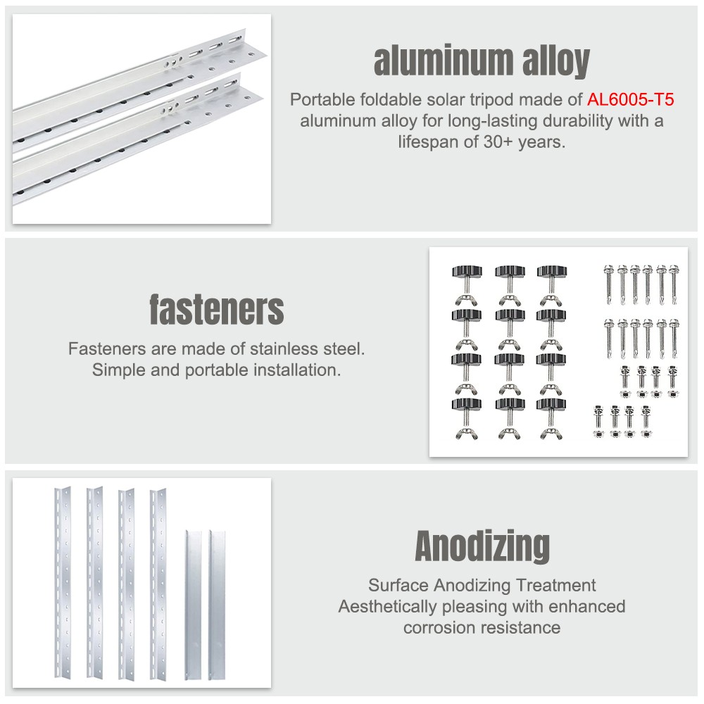 28in Solar Panel RV Tilt Mount Brackets Kit System Roof Flat Surface Adjustable