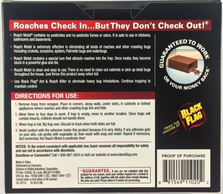 8 PK Black Flag Roach Motels Cockroach Bug bait Glue Trap Spider Motel