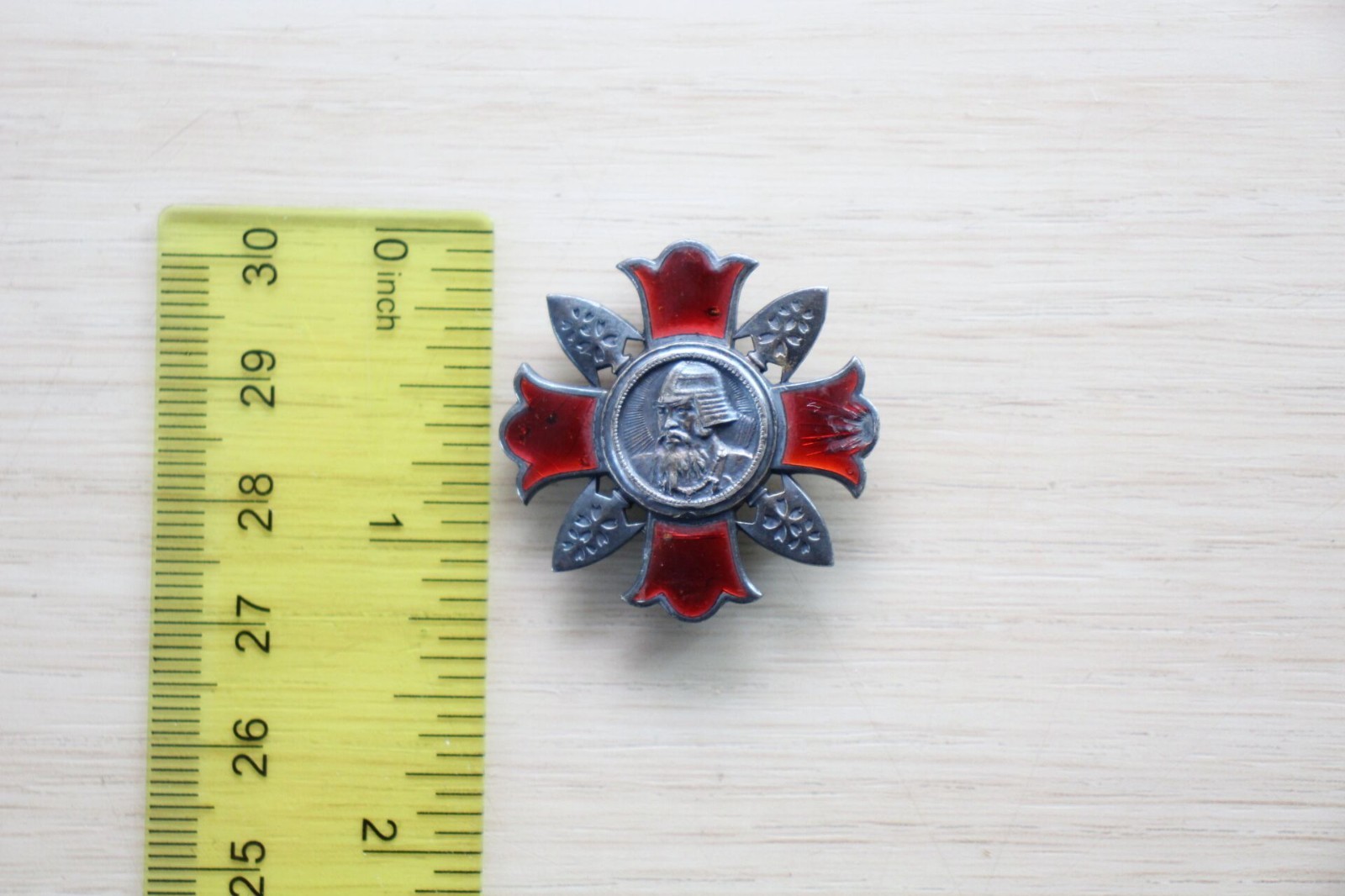 WWII Imperial Japanese Army Wound Badge NCO/Enlisted Red Enamel Damage F51