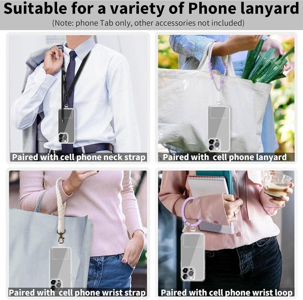 TACOMEGE 2pcs Transparent Phone Tether Tabs for Clear Cases, Cell