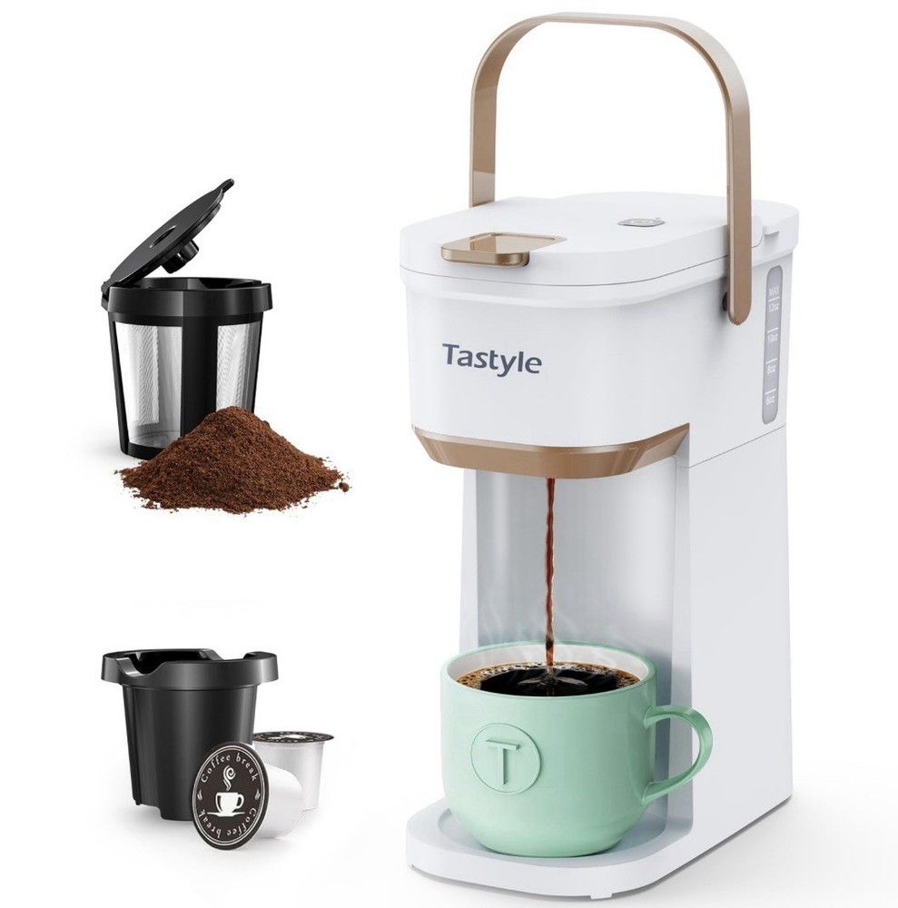 Tastyle Mini Single Serve Coffee Maker, Compact 1-Cup Brewer - Black