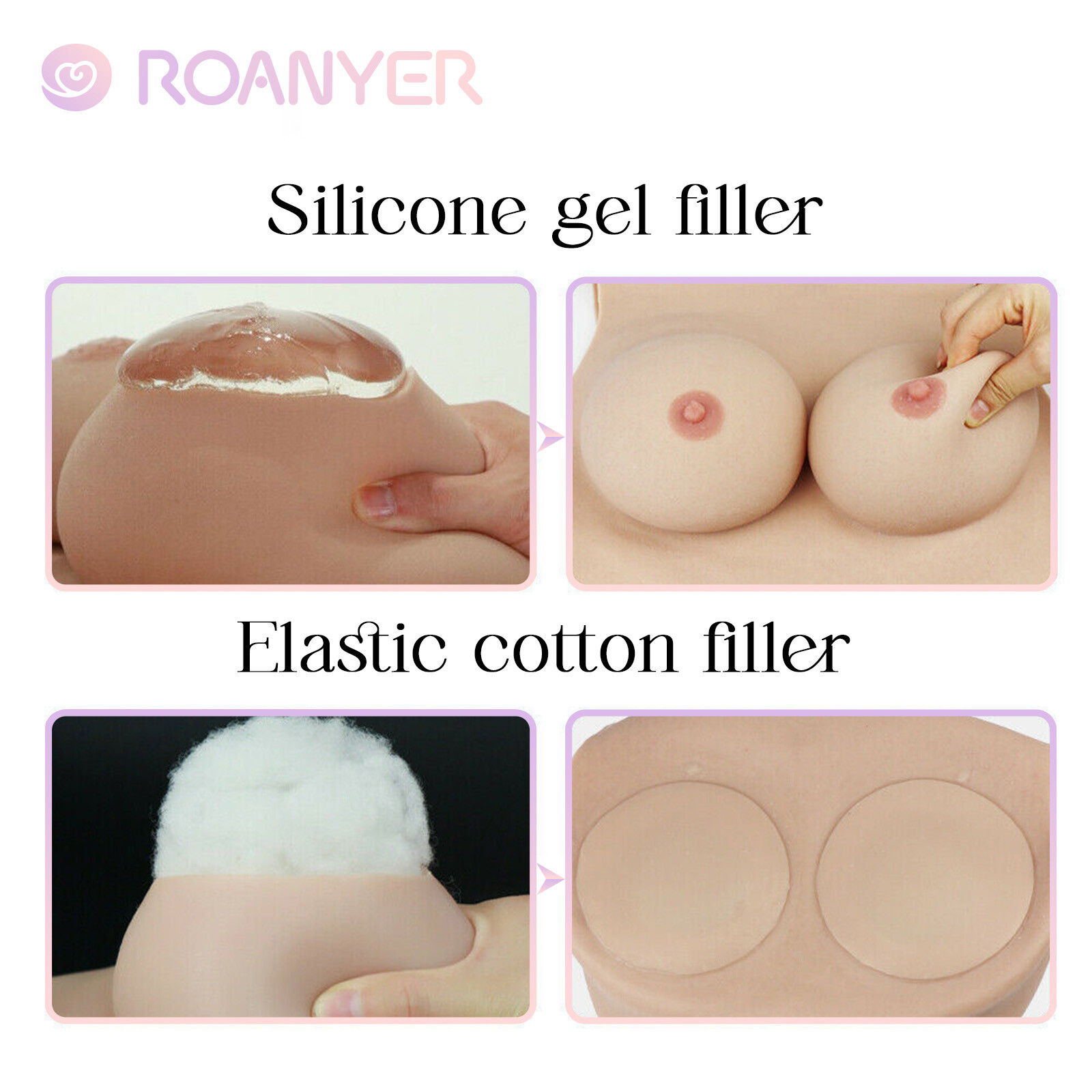 Roanyer Transgender Silicone G Cup Body Suit With Breast Forms Fake Boobs Drag