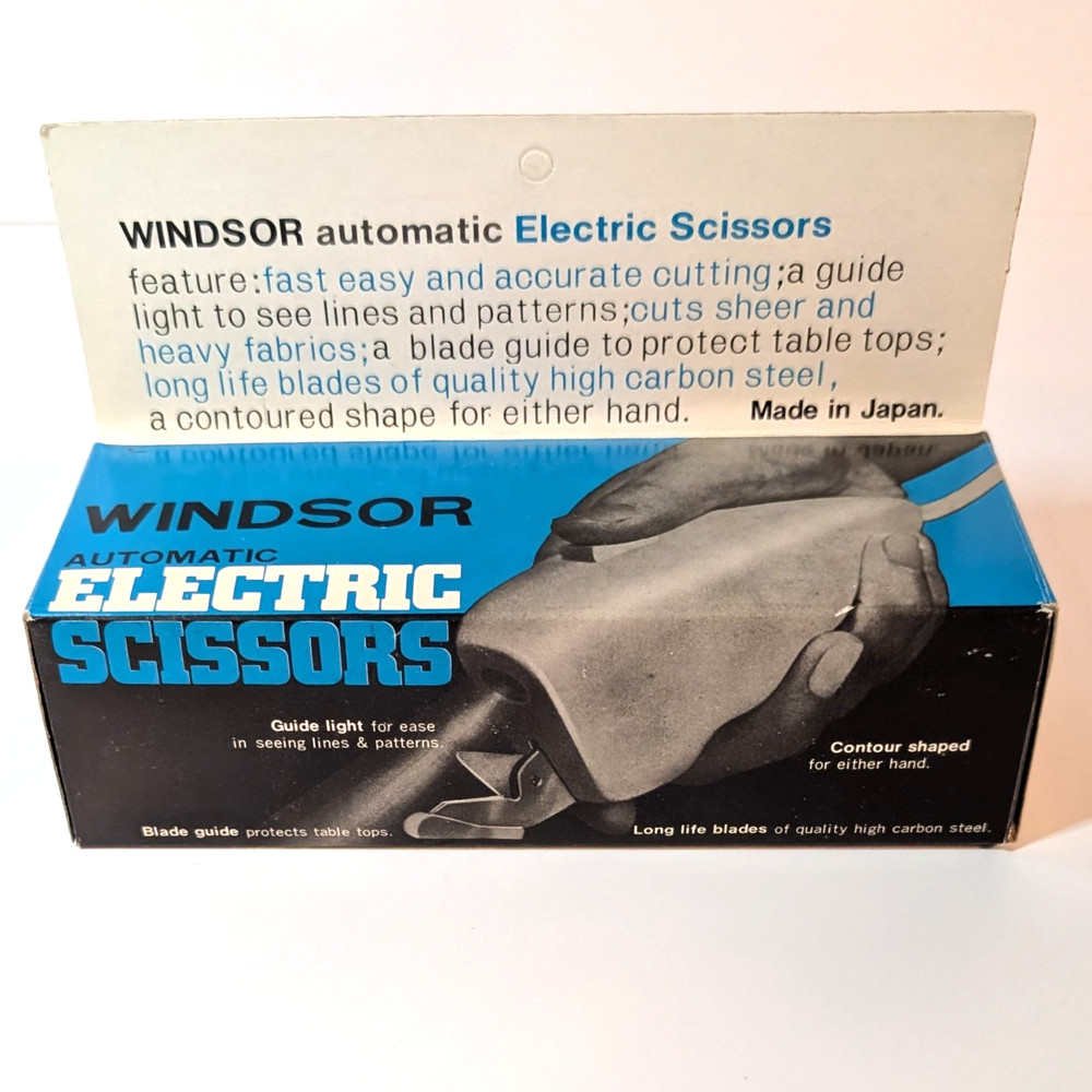 Vintage Electric Scissors Windsor Automatic Handheld w Guide Light & Blade Guide