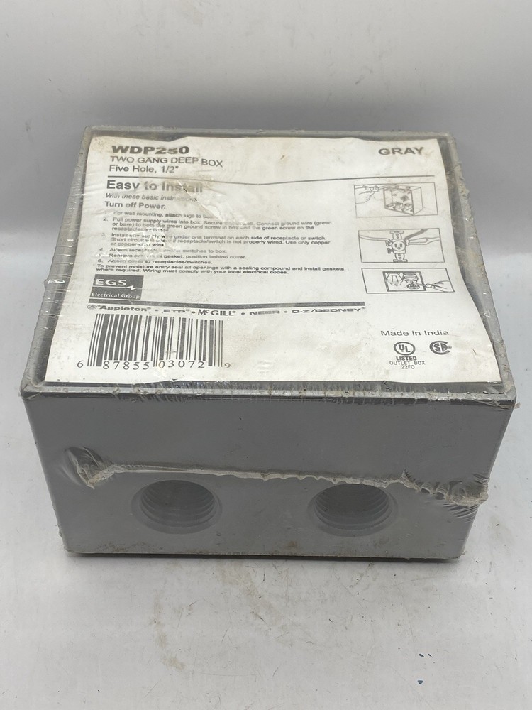 Appleton EGS  WDP250 TWO GANG Deep Box 1/2” Five Hole