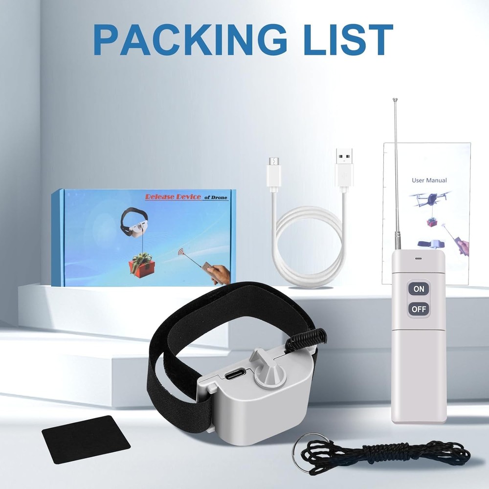 Universal Drone Airdrop System - payload airdrop release device with white