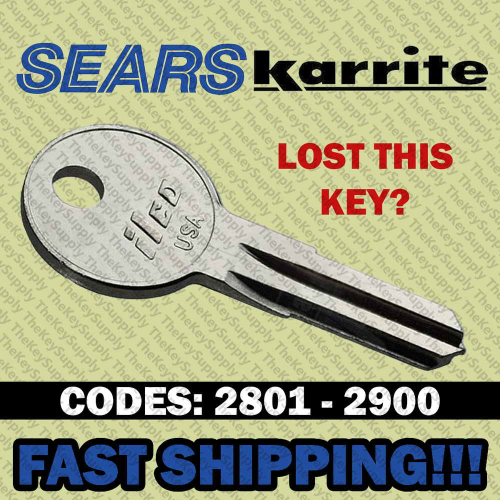 Sears X-Cargo Karrite Replacement Key Cut to Your Code 2801-2900