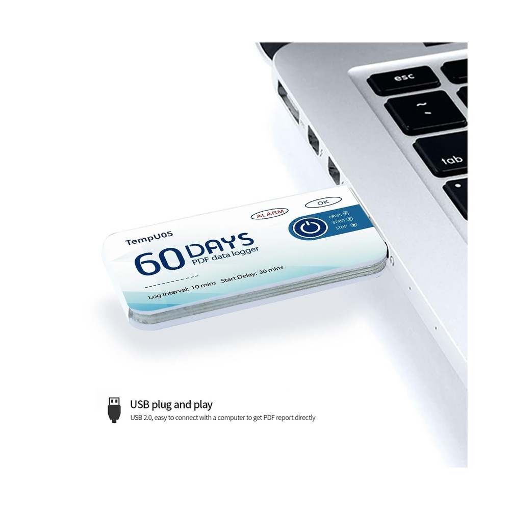 Temperature Data Logger USB Thermometer Logger 10 Packs with PDF Report,Singl...