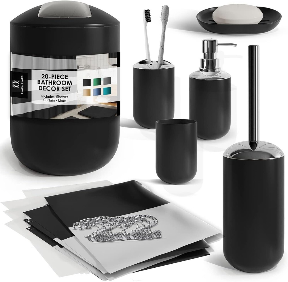 Bathroom Set - Black Bathroom Accessories Set, 20 PCS Bathroom Accessory Set