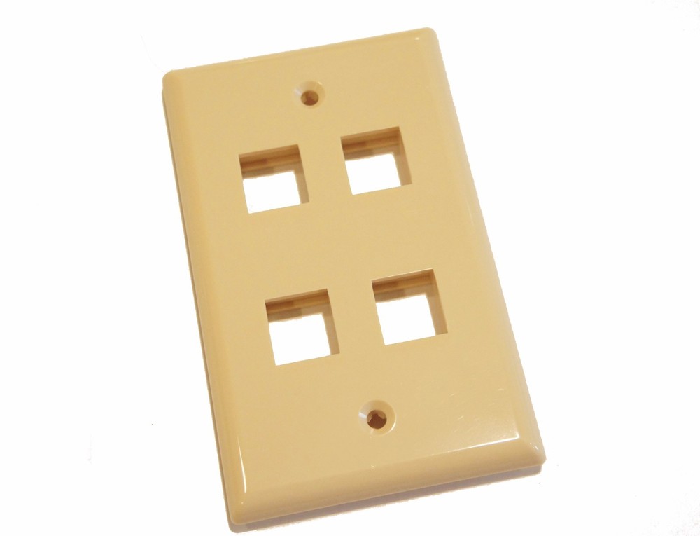 4 Keystone Port Single Gang Data Wall Plate Beige