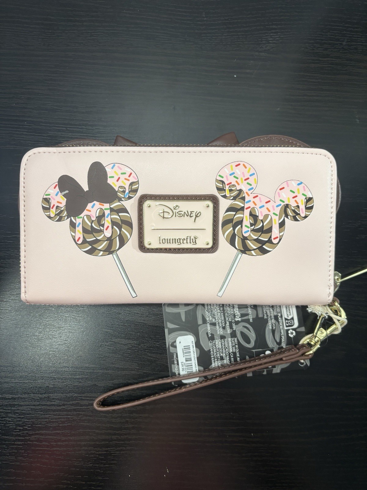 Loungefly Disney Minnie Mouse Chocolate Pink Lollipop Ears Wallet with Bow NWT