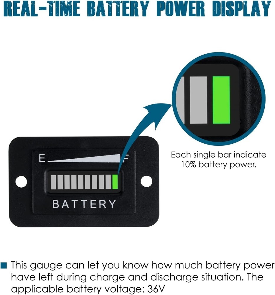 36V LED Battery Capacity Meter for Golf Carts & More - Instant Charge Status