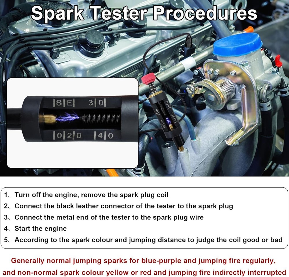 In Line Spark Plug Tester Ignition System Coil Engine Auto Diagnostic Test Tool
