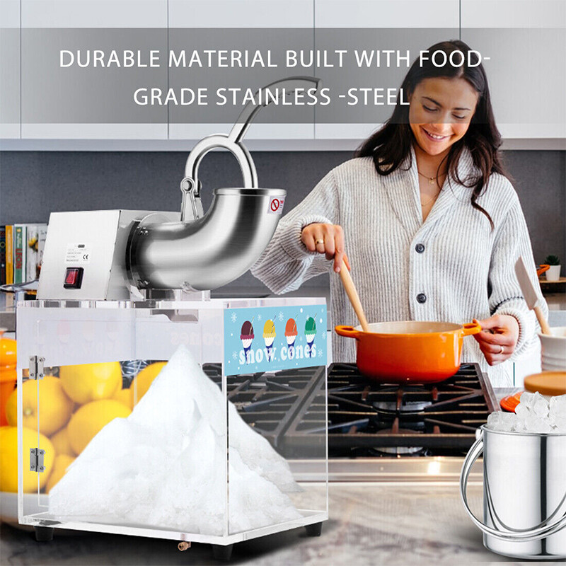 Electric Dual Blades Commercial Ice Crusher Shaver 440lbs/hr Snow Cone Maker