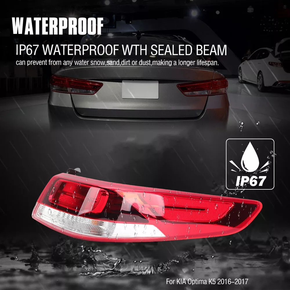 Halogen Driver Side Red Len Outer Tail Light Lamp Left For 2016-2020 Kia Optima