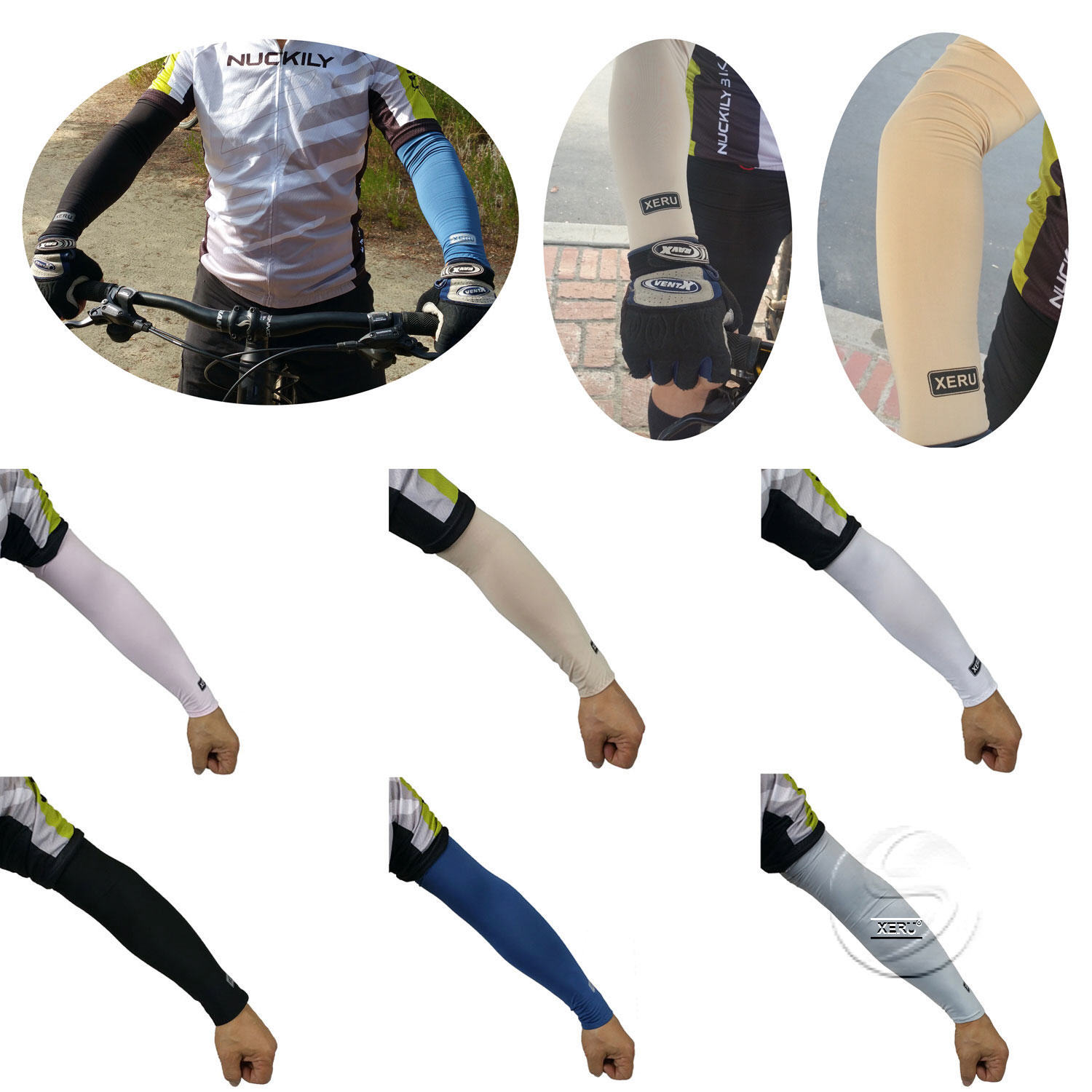 XERU Cooling Arm Sleeves Cover UV Sun Protection Outdoor Sports Unisex