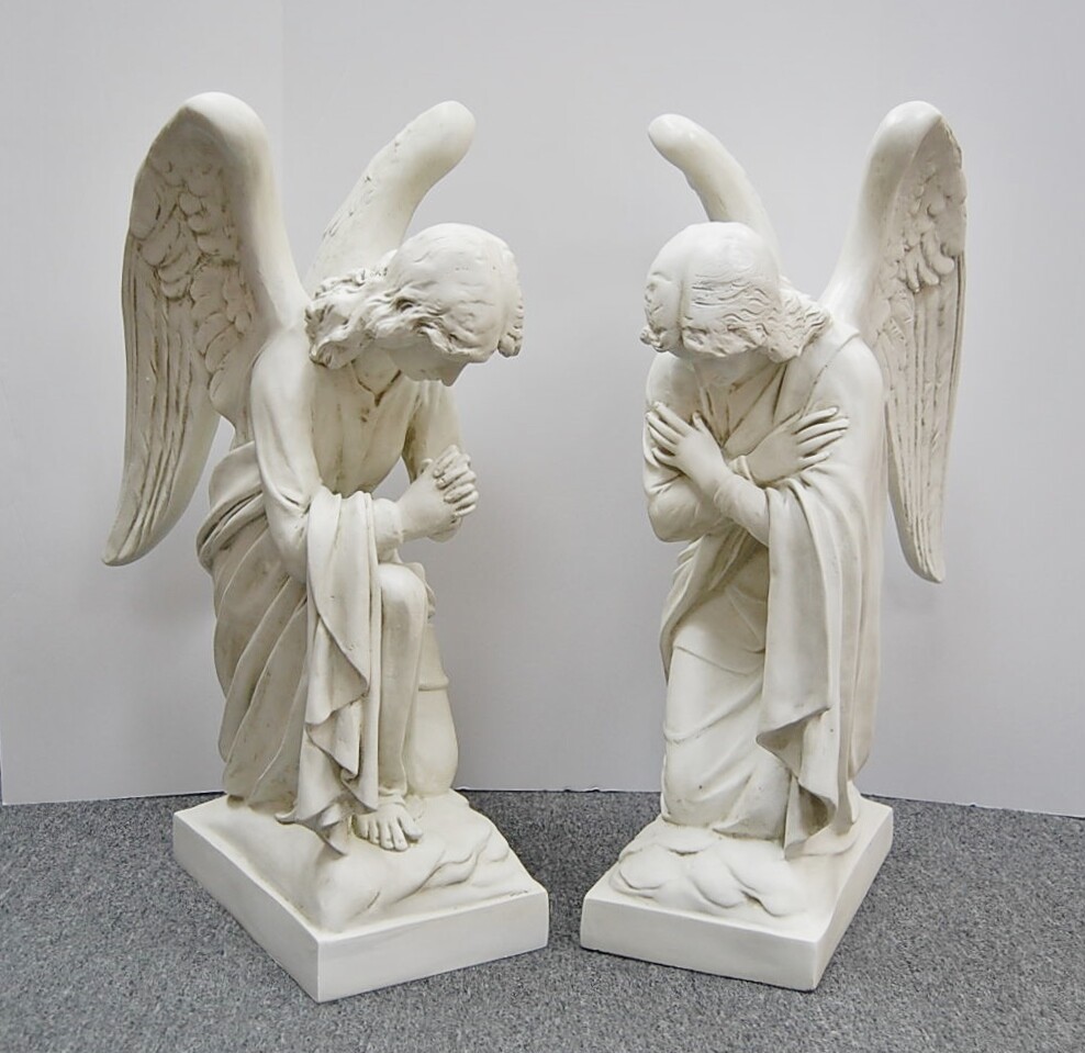 PAIR OF TRADITIONAL KNEELING ADORING ANGELS 28" - FIBERGLASS STATUE