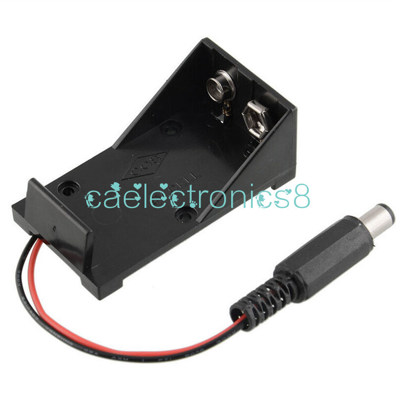 2PCS 9V Battery Holder Box Case Wire Plug 5.5*2.1mm
