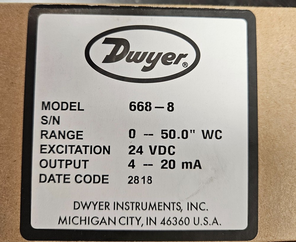 Dwyer 668-8 Differential Pressure Transmitter